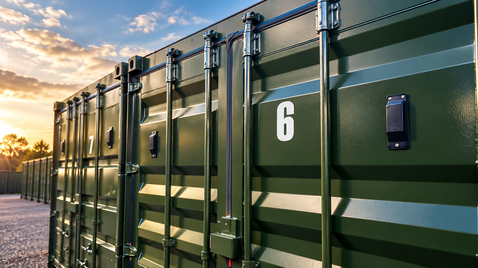Drive-up storage containers at York Storage, Shipton by Beningbrough, York